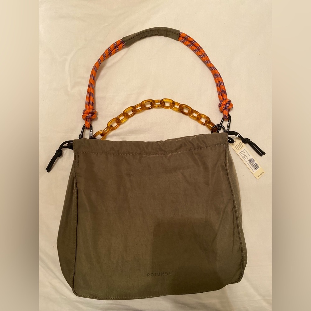 Olive Green Rotunda Sant Hobo Bag w/ Orange Paracord